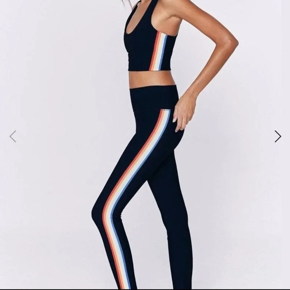 NWT Spiritual Gangster Black Rainbow Stripe Athleisure Set